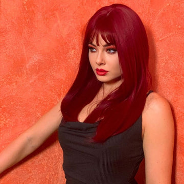 19" Violet Red Wine Tone Straight Wig