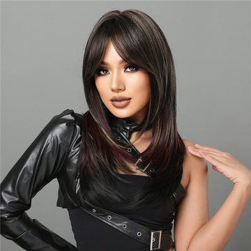 18″ Layered Cut Curtain Bangs Wig