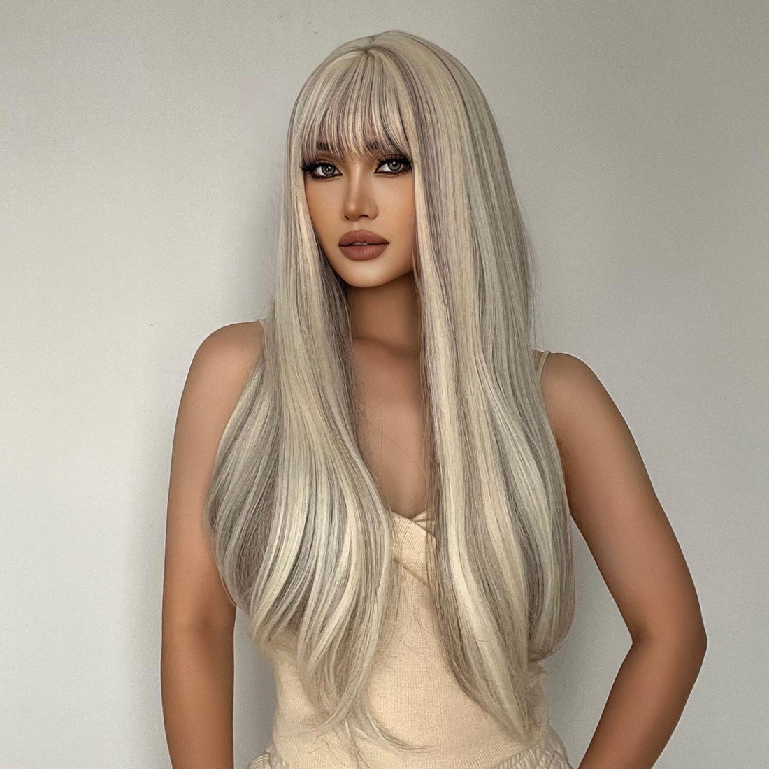 28″ Straight Mixed Blonde Synthetic Wig