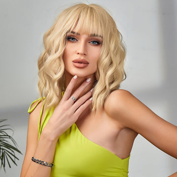 Curly Bob with Bangs Synthetic Wig