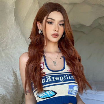 25″  Natural Curls Ginger Synthetic Wig