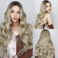 HAIRCUBE 21 inch loose curls wig with long wavy blonde hair styled on female model
