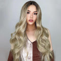 HAIRCUBE 21 inch loose curls wig styled on a model with long blonde wavy hair