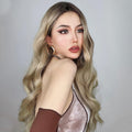 HAIRCUBE 21 inch loose curls wig with long blonde wavy hair styled on model