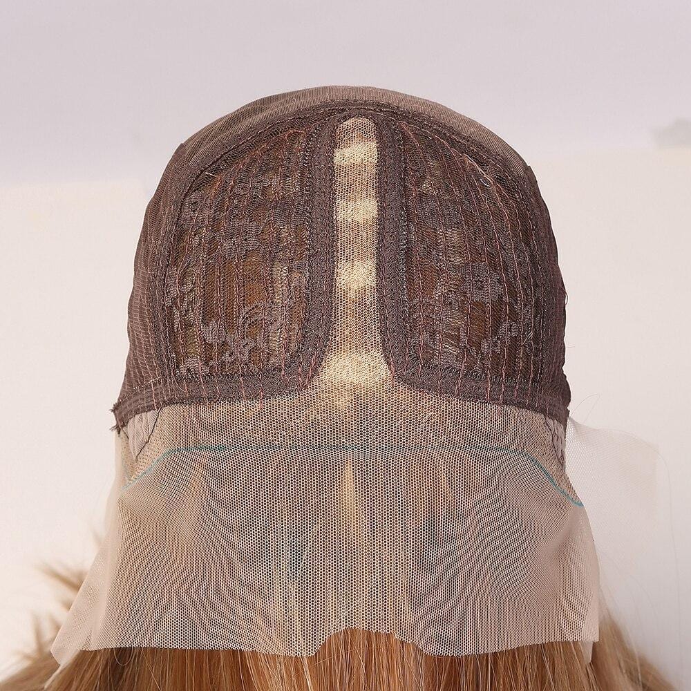 HAIRCUBE 21 inch straight synthetic wig showing detailed interior cap construction