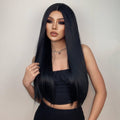 HAIRCUBE 23 inch free part synthetic wig long straight black hair on woman