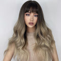 HAIRCUBE 23 inch ombre ash blonde wig with dark roots and long wavy hair