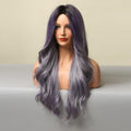 HAIRCUBE 26 inch grey purple wig with long wavy hair on mannequin head