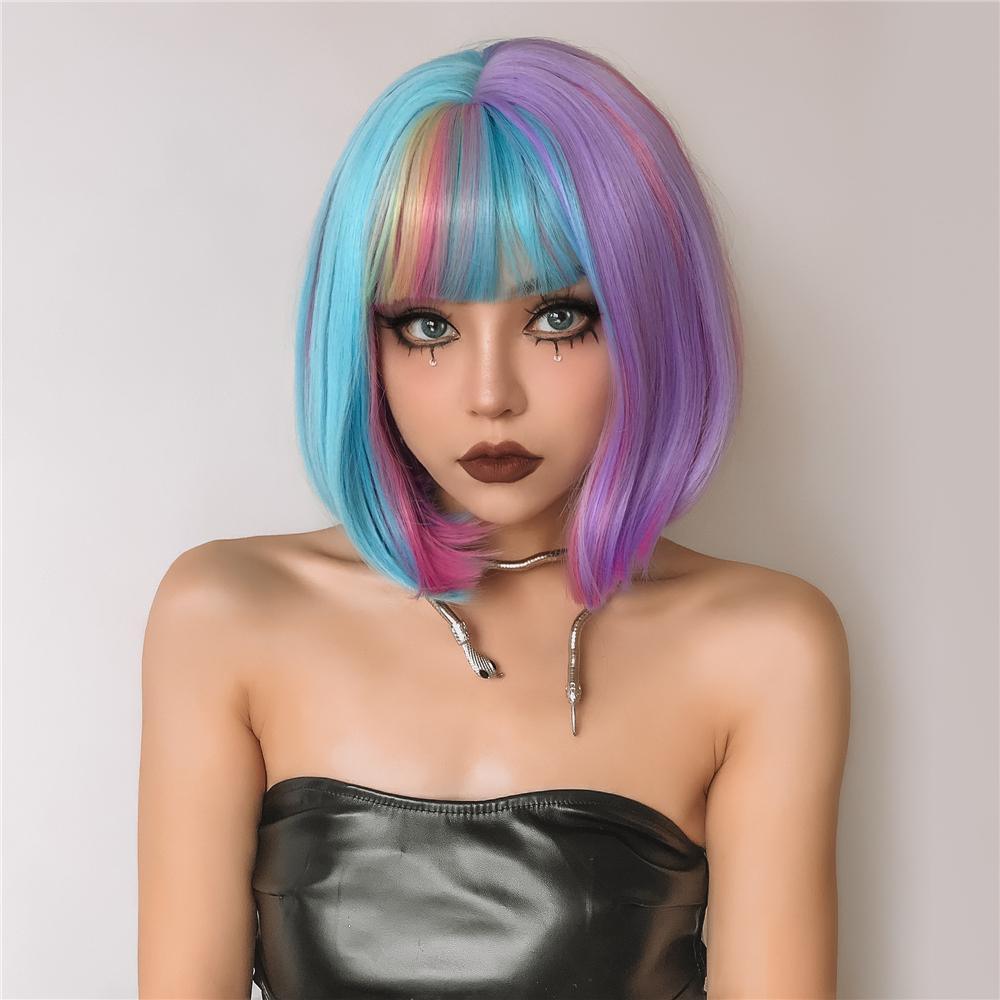 15 Inches Short Bob new  shade unicorn - HAIRCUBE