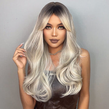 24″ Big Curls Curtain Bangs Wig
