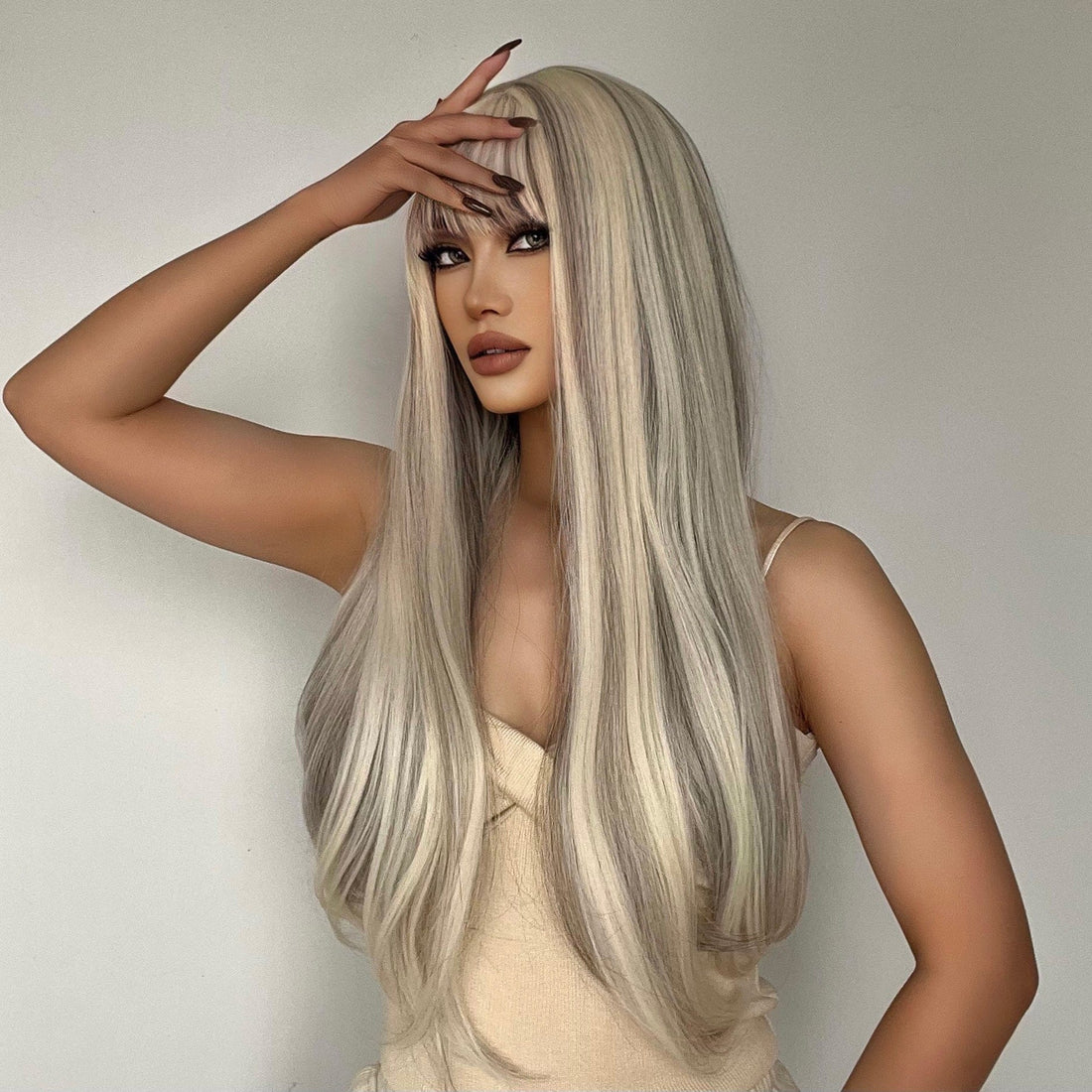 28″ Straight Mixed Blonde Synthetic Wig