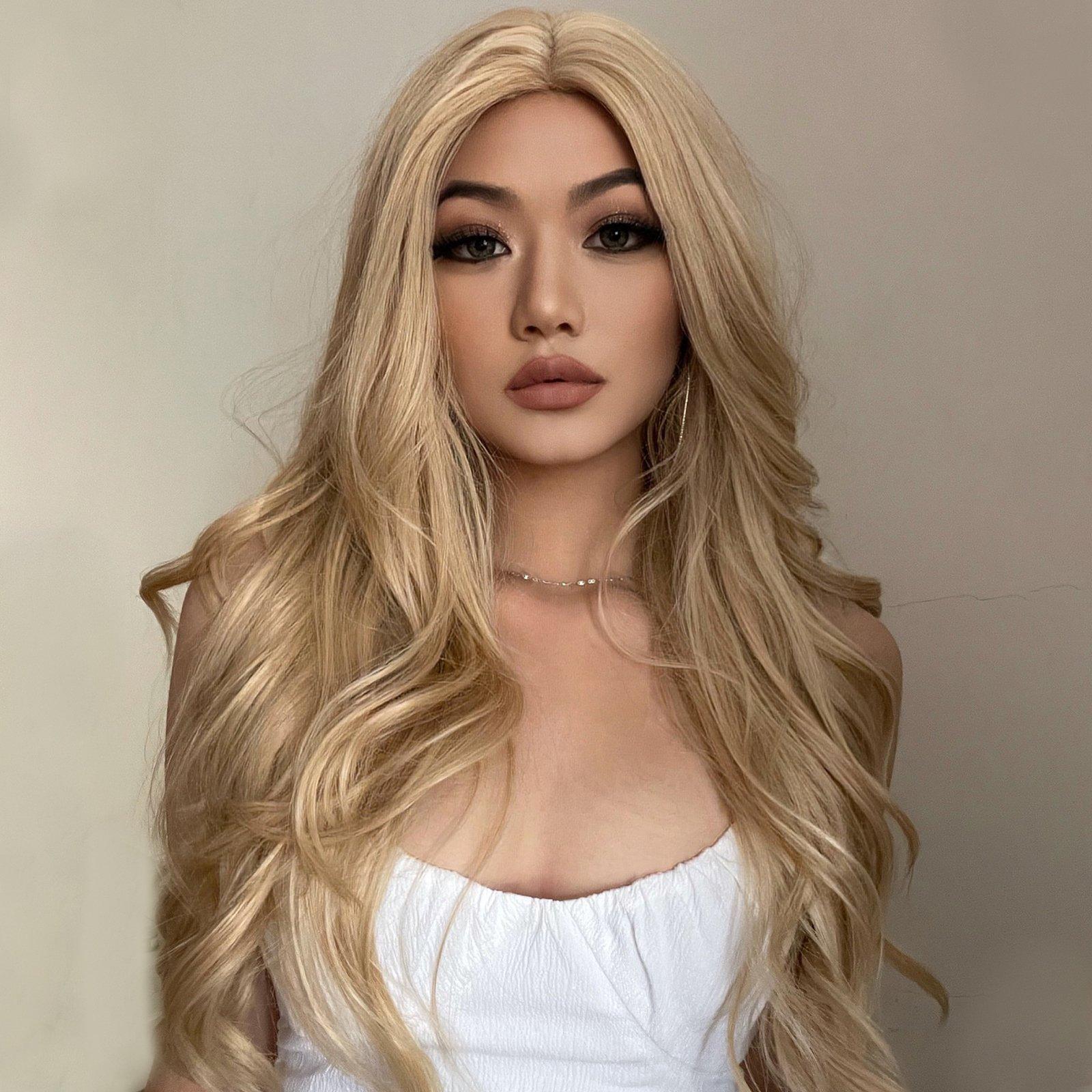 21 Inches Layered Curls Honey Blonde Synthetic Wig 🎗 Laura - HAIRCUBE