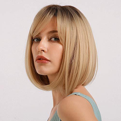 Fashion Short Bob Synthetic Wig with Bangs - HAIRCUBE