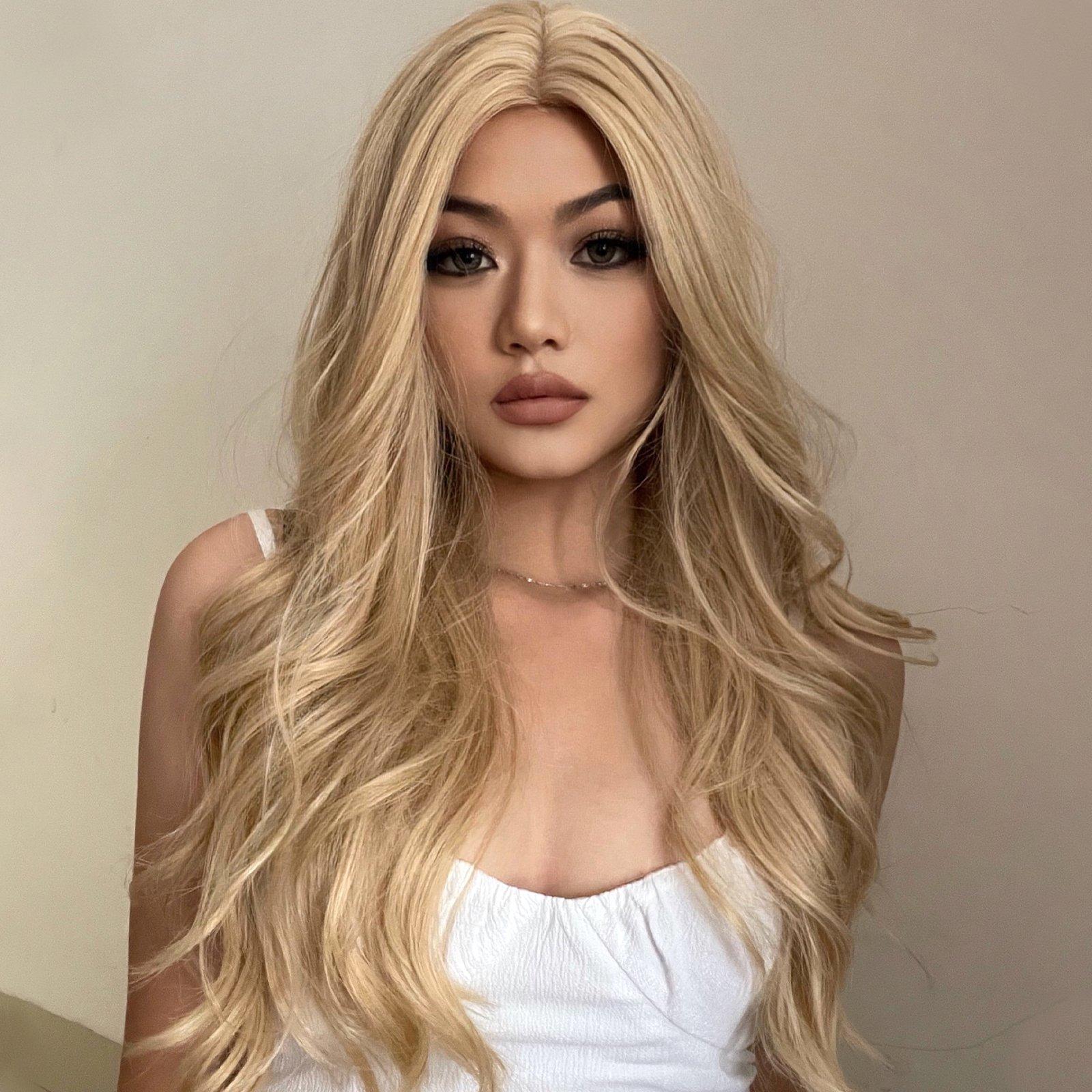 21 Inches Layered Curls Honey Blonde Synthetic Wig 🎗 Laura - HAIRCUBE