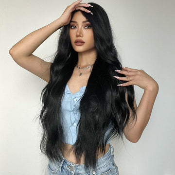28″ Long Beach Waves Synthetic Wig