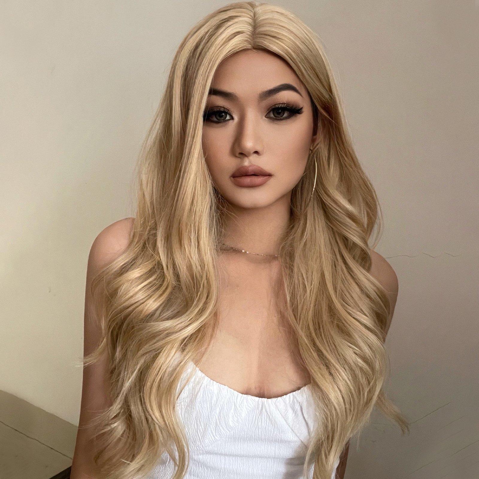 21 Inches Layered Curls Honey Blonde Synthetic Wig 🎗 Laura - HAIRCUBE