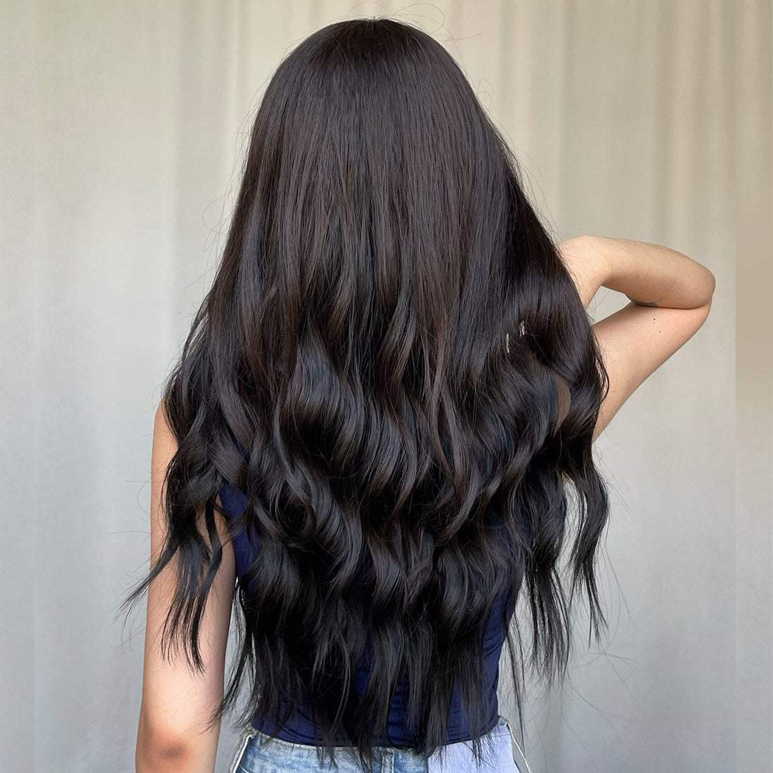 24″ Beach Wave with Bangs Synthetic Wig