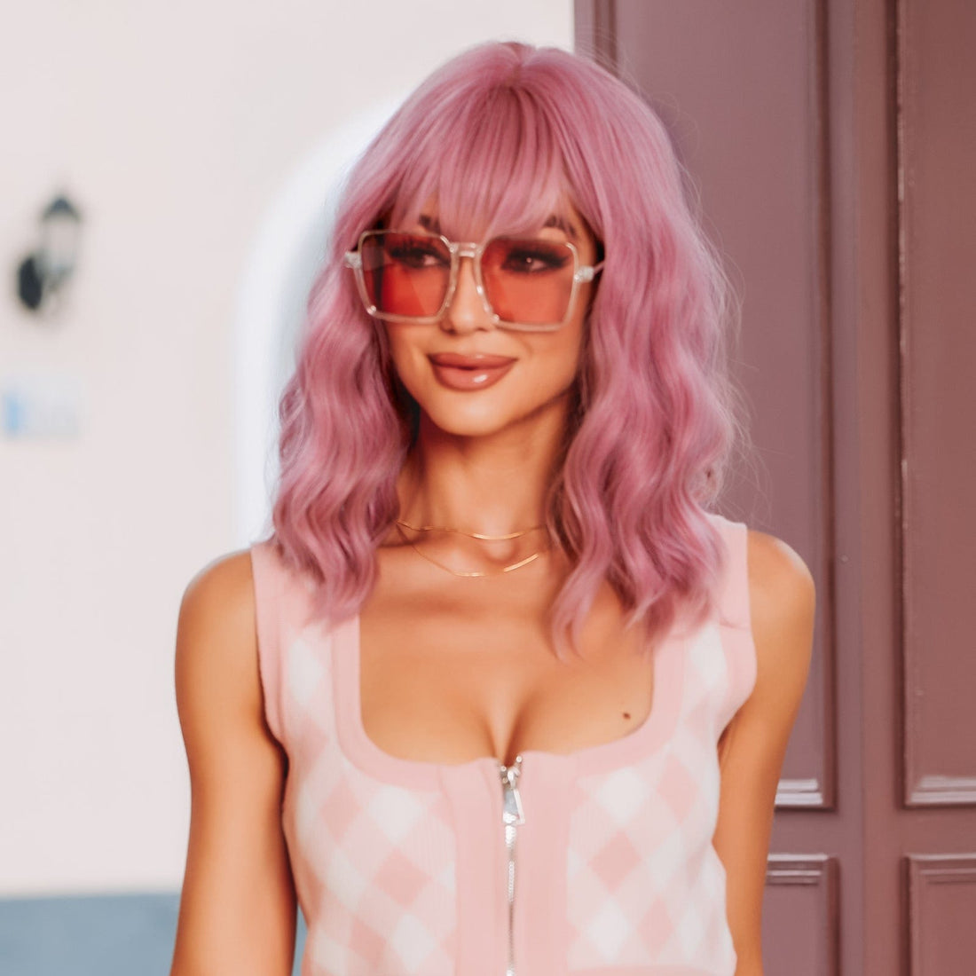 Curly Bob with Bangs Synthetic Wig