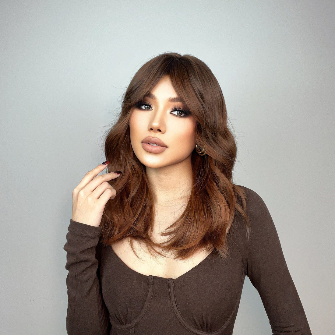 15" Mid Length Curly Wig with Bangs