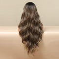 HAIRCUBE beach waves lace front wig with long brown wavy hair and natural highlights