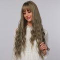 La Sylphide 24 inch cosplay wig with long wavy ash brown hair and full bangs