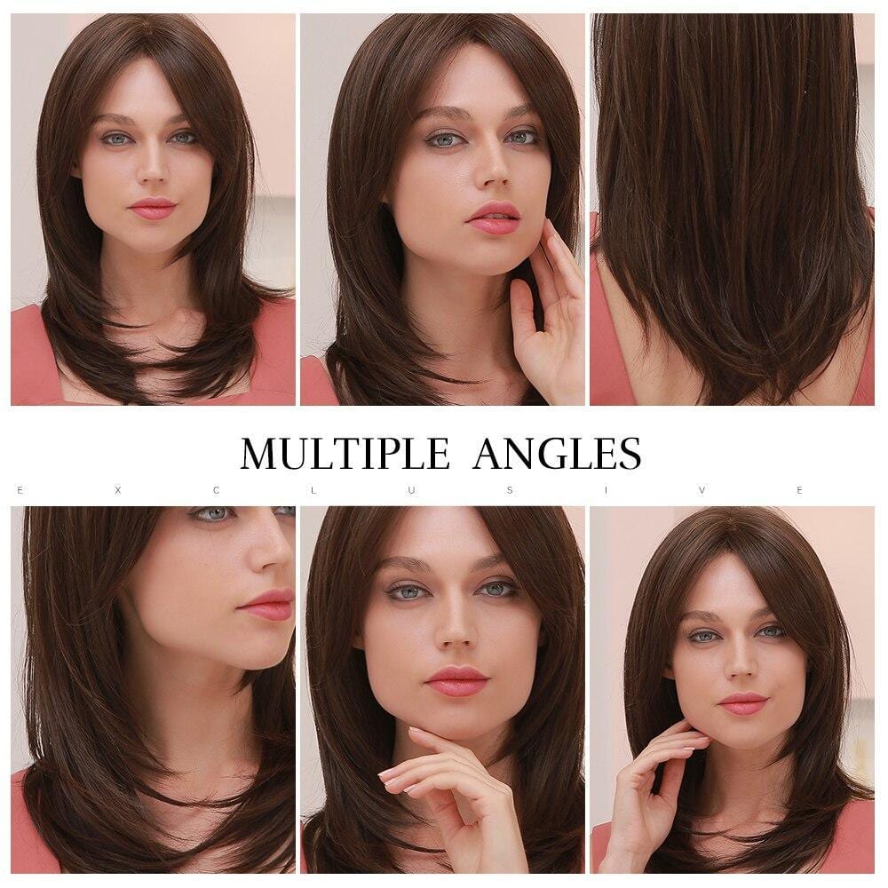 HAIRCUBE full lace front remy wig shown from multiple angles on a model with straight brown hair