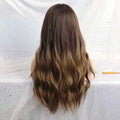 Alan ombre brown synthetic wig with long wavy hair displayed on a mannequin head
