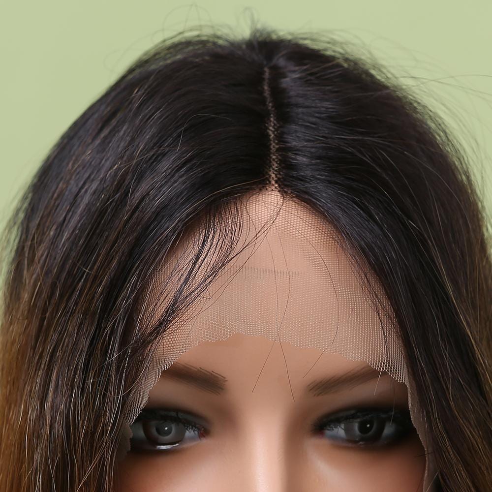 HAIRCUBE gradient synthetic wigs for women showing detailed lace front and natural hairline