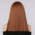 HAIRCUBE reddish brown synthetic wig with straight medium-length hair shown from the back