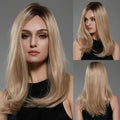 HAIRCUBE synthetic blonde wig for women with medium length straight hair and natural shine