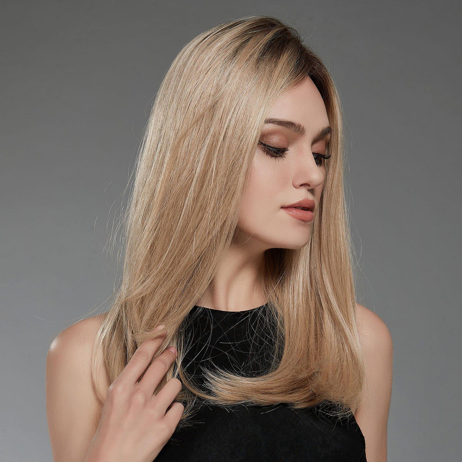 HAIRCUBE synthetic blonde wig for women with straight long hair and natural shine
