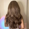 HAIRCUBE 20 inch beach wave wig with long wavy brown hair shown from back