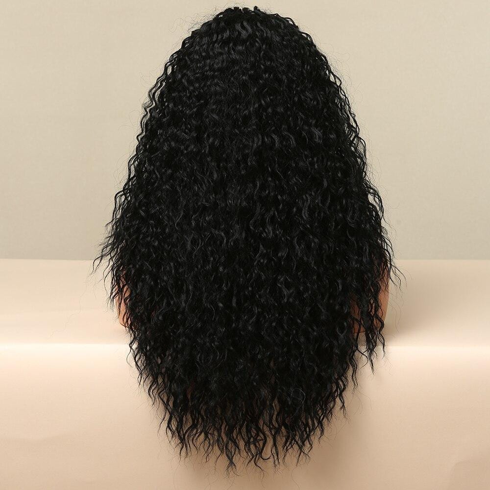HAIRCUBE 20 inch kinky curly lace wig with long, voluminous black curls