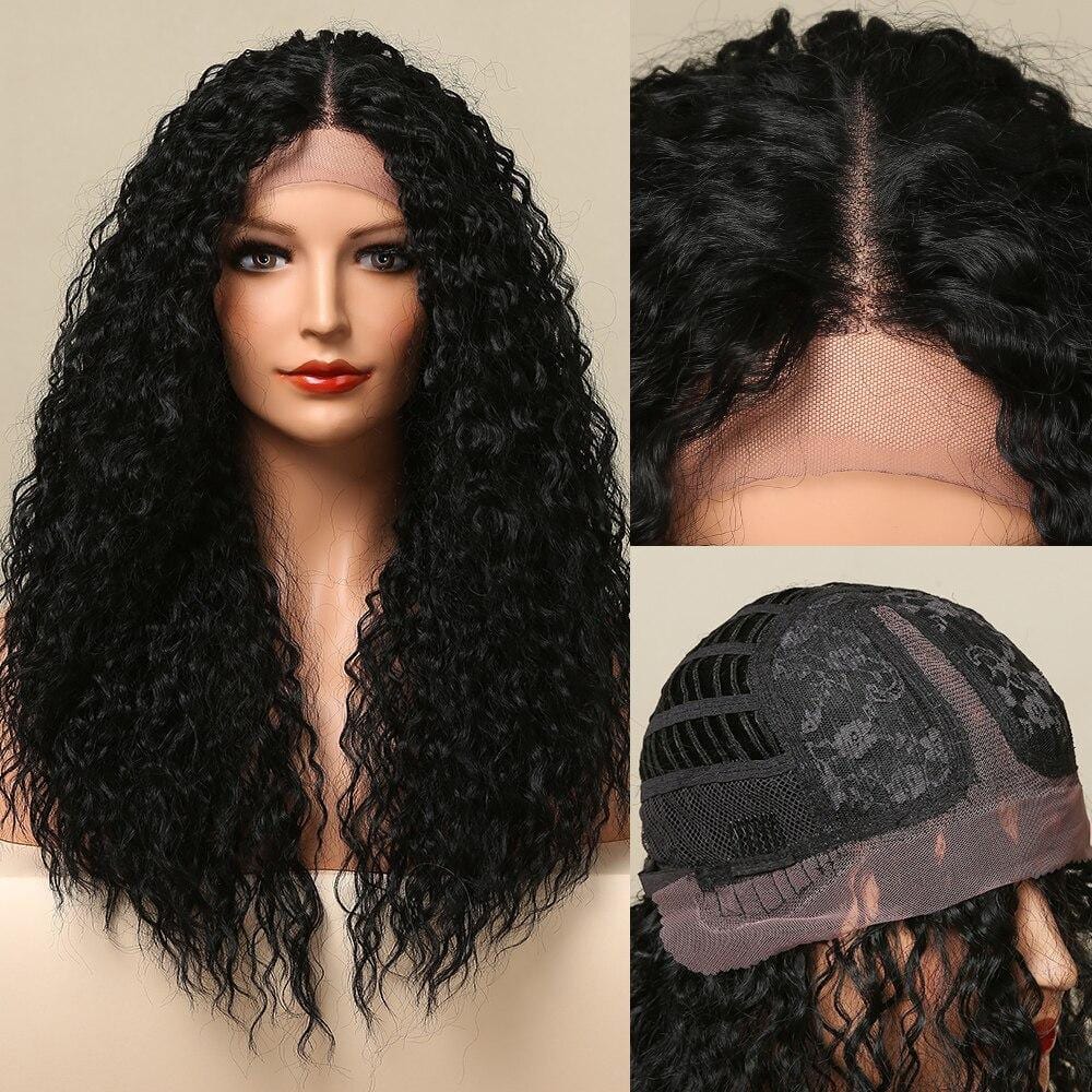 HAIRCUBE 20 inch kinky curly lace wig with natural black curls and breathable lace cap