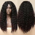 HAIRCUBE 20 inch kinky curly lace wig in dark black with natural wave texture shown from front and back
