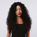 HAIRCUBE 20 inch kinky curly lace wig with long voluminous black curls and subtle red highlights