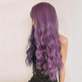 HAIRCUBE long wavy purple wig for women with soft curls and layered style