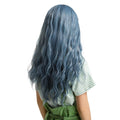 HAIRCUBE mermaid blue synthetic wig with long wavy hair styled on a model from the back
